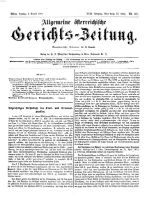 Allgemeine österreichische Gerichts-Zeitung Dienstag 6. August 1872