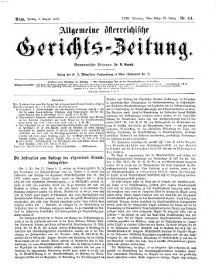 Allgemeine österreichische Gerichts-Zeitung Freitag 9. August 1872