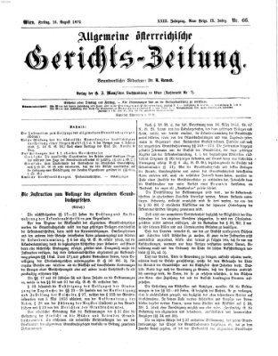 Allgemeine österreichische Gerichts-Zeitung Freitag 16. August 1872