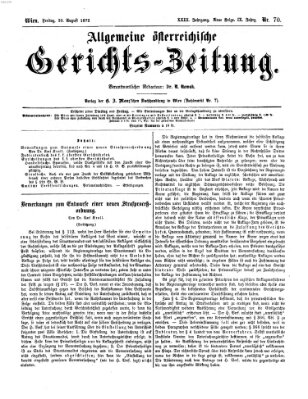 Allgemeine österreichische Gerichts-Zeitung Freitag 30. August 1872