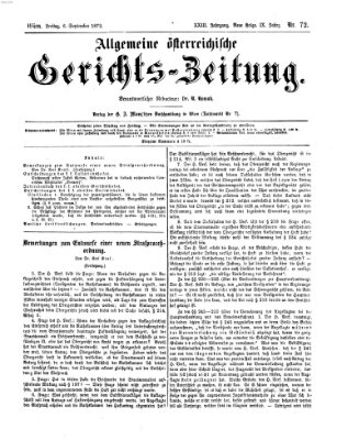 Allgemeine österreichische Gerichts-Zeitung Freitag 6. September 1872