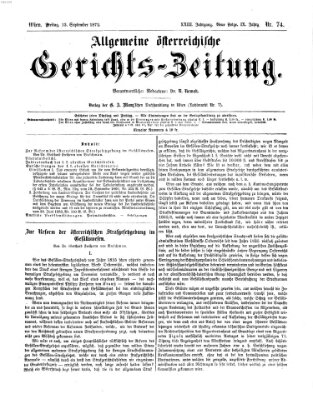 Allgemeine österreichische Gerichts-Zeitung Freitag 13. September 1872