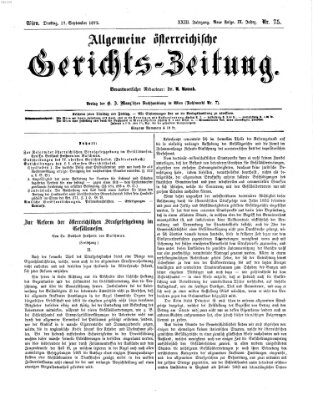 Allgemeine österreichische Gerichts-Zeitung Dienstag 17. September 1872