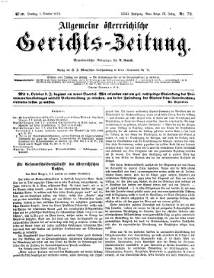 Allgemeine österreichische Gerichts-Zeitung Dienstag 1. Oktober 1872