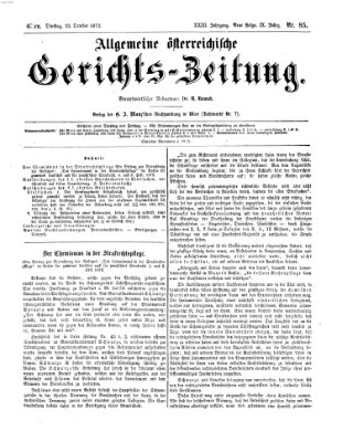 Allgemeine österreichische Gerichts-Zeitung Dienstag 22. Oktober 1872