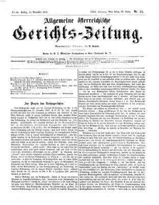 Allgemeine österreichische Gerichts-Zeitung Freitag 15. November 1872