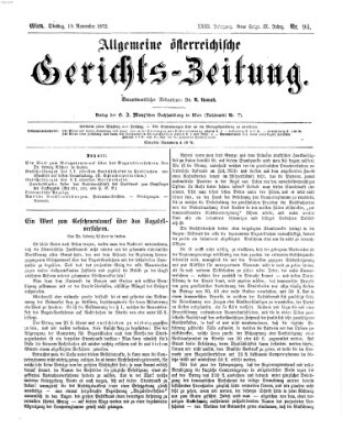 Allgemeine österreichische Gerichts-Zeitung Dienstag 19. November 1872