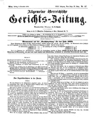 Allgemeine österreichische Gerichts-Zeitung Dienstag 3. Dezember 1872