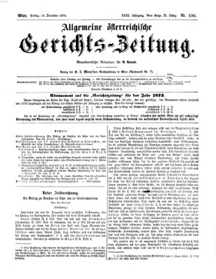 Allgemeine österreichische Gerichts-Zeitung Freitag 13. Dezember 1872