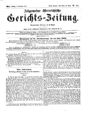 Allgemeine österreichische Gerichts-Zeitung Dienstag 17. Dezember 1872