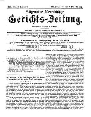 Allgemeine österreichische Gerichts-Zeitung Freitag 20. Dezember 1872