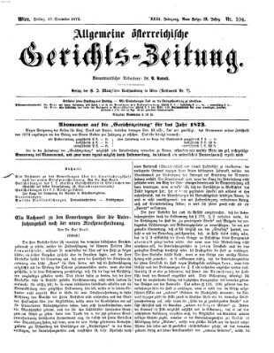 Allgemeine österreichische Gerichts-Zeitung Freitag 27. Dezember 1872