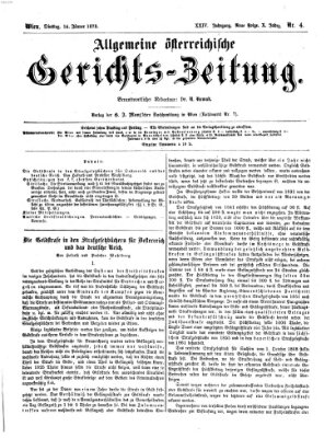 Allgemeine österreichische Gerichts-Zeitung Dienstag 14. Januar 1873