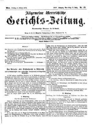 Allgemeine österreichische Gerichts-Zeitung Dienstag 11. Februar 1873