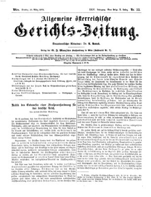 Allgemeine österreichische Gerichts-Zeitung Dienstag 18. März 1873