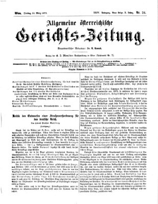 Allgemeine österreichische Gerichts-Zeitung Dienstag 25. März 1873