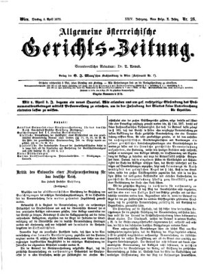 Allgemeine österreichische Gerichts-Zeitung Dienstag 8. April 1873