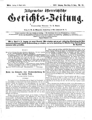 Allgemeine österreichische Gerichts-Zeitung Freitag 18. April 1873