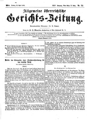 Allgemeine österreichische Gerichts-Zeitung Dienstag 22. April 1873