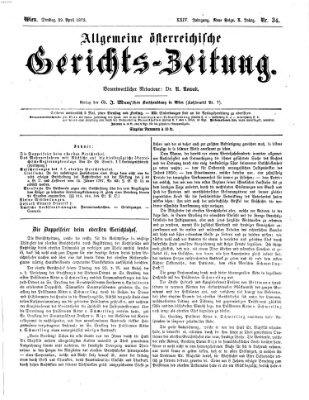 Allgemeine österreichische Gerichts-Zeitung Dienstag 29. April 1873