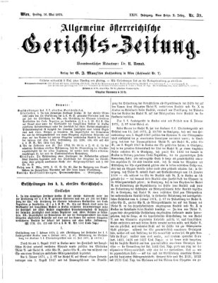 Allgemeine österreichische Gerichts-Zeitung Freitag 16. Mai 1873