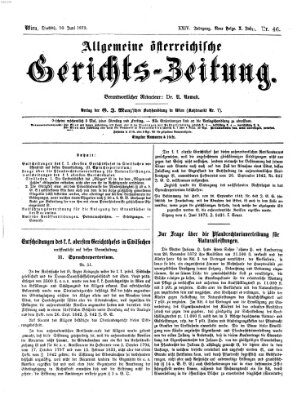 Allgemeine österreichische Gerichts-Zeitung Dienstag 10. Juni 1873