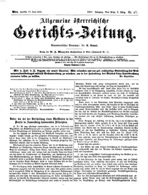 Allgemeine österreichische Gerichts-Zeitung Freitag 13. Juni 1873