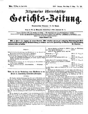 Allgemeine österreichische Gerichts-Zeitung Dienstag 24. Juni 1873