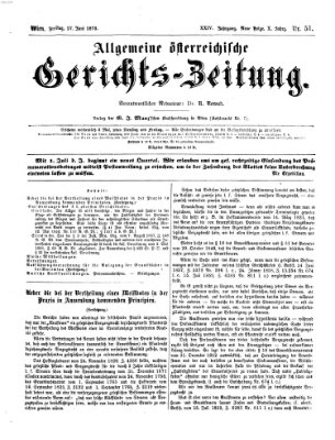 Allgemeine österreichische Gerichts-Zeitung Freitag 27. Juni 1873