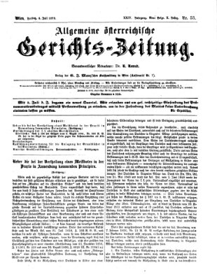 Allgemeine österreichische Gerichts-Zeitung Freitag 4. Juli 1873