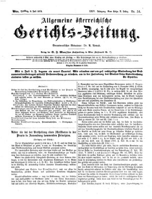 Allgemeine österreichische Gerichts-Zeitung Dienstag 8. Juli 1873