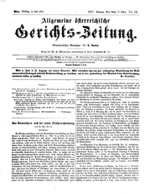 Allgemeine österreichische Gerichts-Zeitung Dienstag 15. Juli 1873