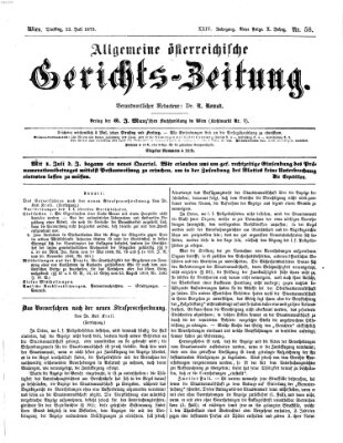 Allgemeine österreichische Gerichts-Zeitung Dienstag 22. Juli 1873