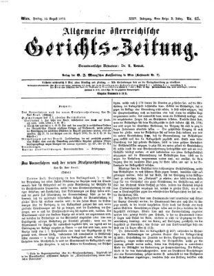 Allgemeine österreichische Gerichts-Zeitung Freitag 15. August 1873