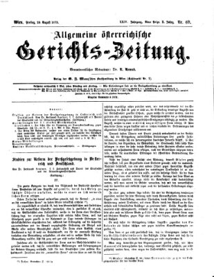 Allgemeine österreichische Gerichts-Zeitung Freitag 29. August 1873