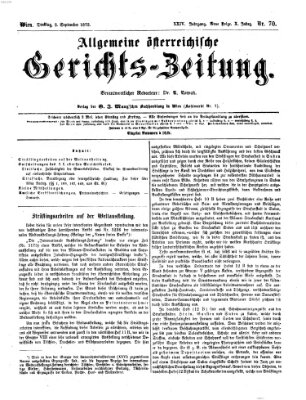 Allgemeine österreichische Gerichts-Zeitung Dienstag 2. September 1873