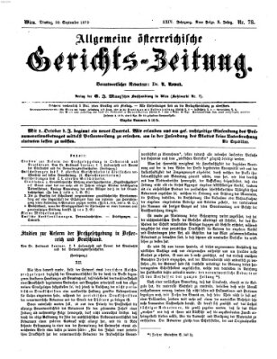 Allgemeine österreichische Gerichts-Zeitung Dienstag 30. September 1873