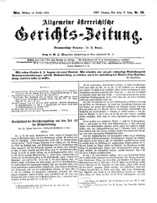 Allgemeine österreichische Gerichts-Zeitung Dienstag 14. Oktober 1873