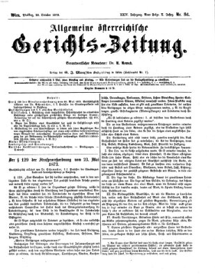 Allgemeine österreichische Gerichts-Zeitung Dienstag 28. Oktober 1873