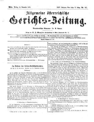 Allgemeine österreichische Gerichts-Zeitung Freitag 14. November 1873