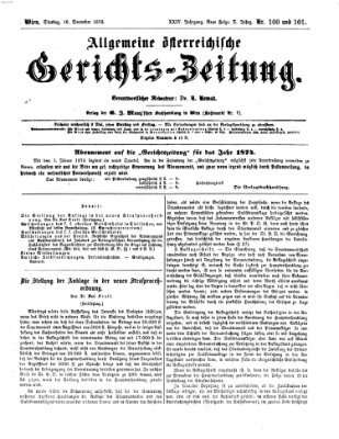 Allgemeine österreichische Gerichts-Zeitung Dienstag 16. Dezember 1873