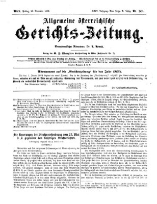 Allgemeine österreichische Gerichts-Zeitung Freitag 26. Dezember 1873