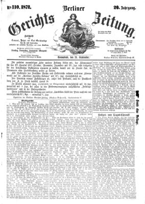 Berliner Gerichts-Zeitung Samstag 21. September 1872