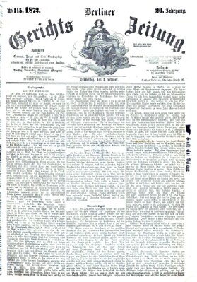 Berliner Gerichts-Zeitung Donnerstag 3. Oktober 1872