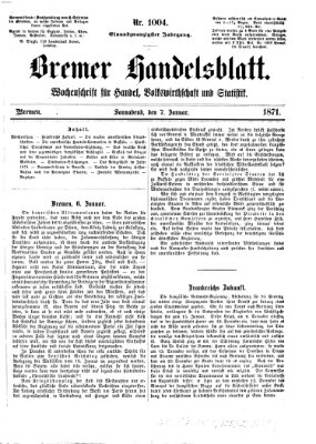 Bremer Handelsblatt Samstag 7. Januar 1871