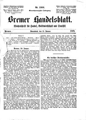 Bremer Handelsblatt Samstag 21. Januar 1871