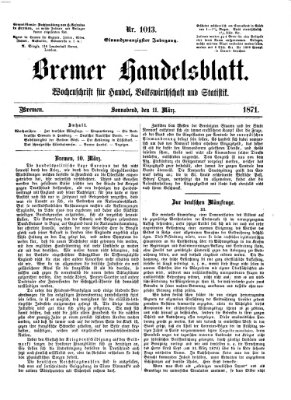 Bremer Handelsblatt Samstag 11. März 1871