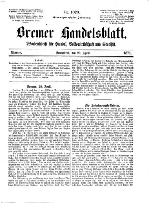 Bremer Handelsblatt Samstag 29. April 1871