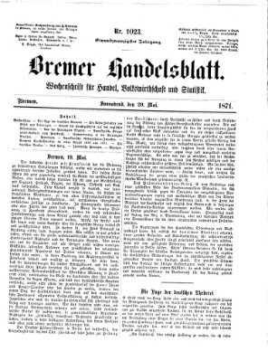 Bremer Handelsblatt Samstag 20. Mai 1871