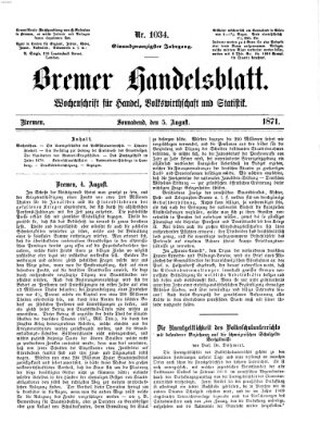 Bremer Handelsblatt Samstag 5. August 1871